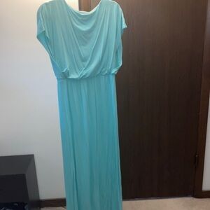 Charming Charlie Light Aqua Maxi Dress with Draped Cowl